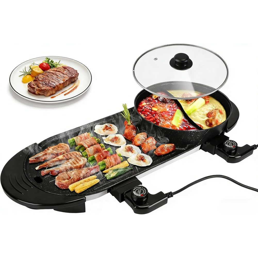 Korean Bbq Grill - Electric Hot Pot with Grill, 2200W