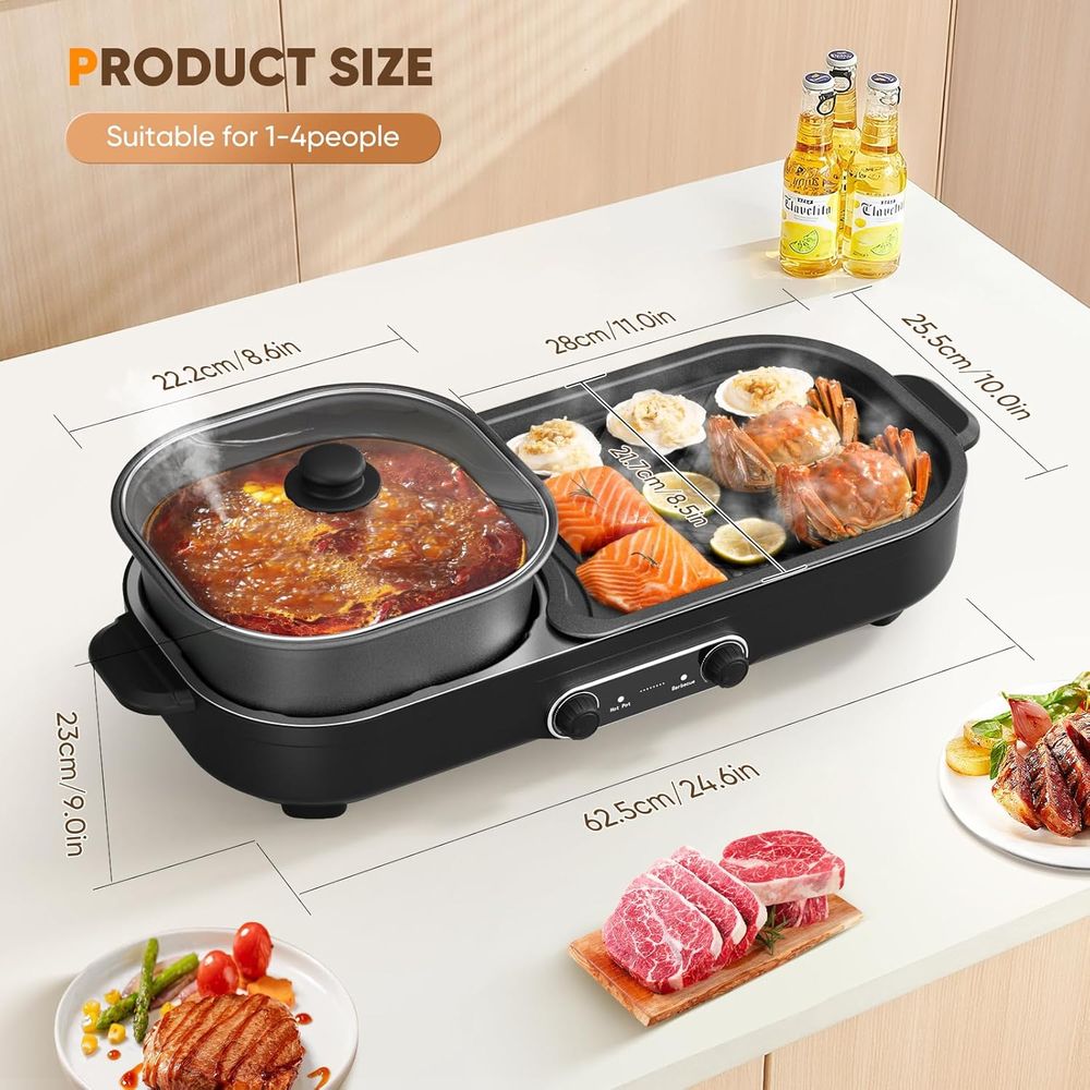 2 in 1 Hot Pot Electric with G - огляд і ціна Korean Bbq Grill
