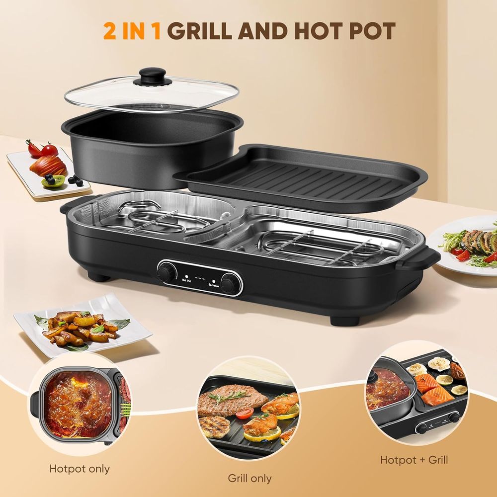 2 in 1 Hot Pot Electric with G - огляд і ціна Korean Bbq Grill
